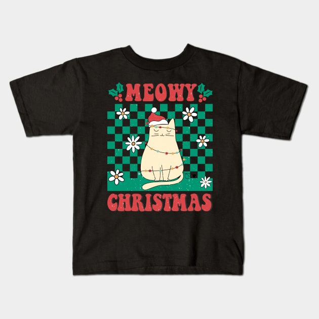 Meowy Christmas Cat Kids T-Shirt by Nova Studio Designs